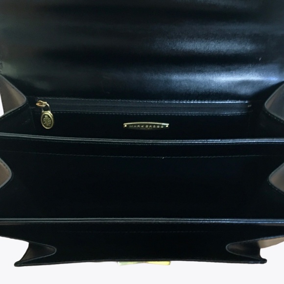 *hp* Vtg Mark Cross 1990s Black Leather Bag Purse - Picture 5 of 16